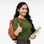 university student in white background, stock photo