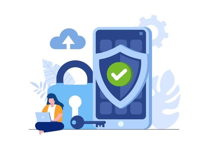 personal data security, cyber data security online concept illus
